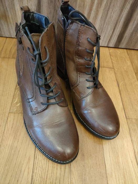 Botki kozaki damskie skórzane 38