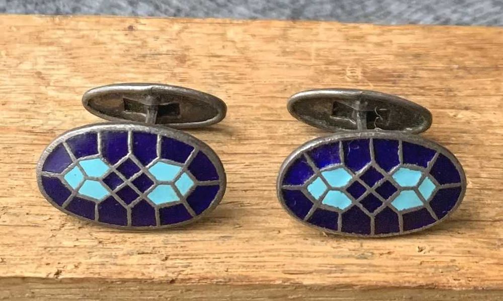 Запонки Эмаль.Серебрение.Ссср