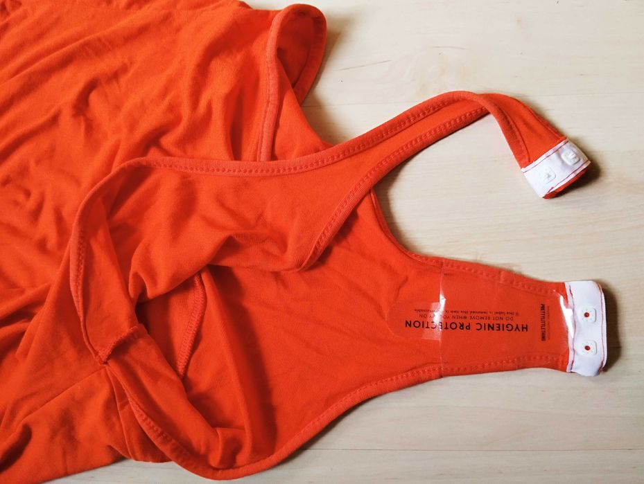 pomarańczowe body na ramiączkach L gładkie dopasowane elastyczne oranż