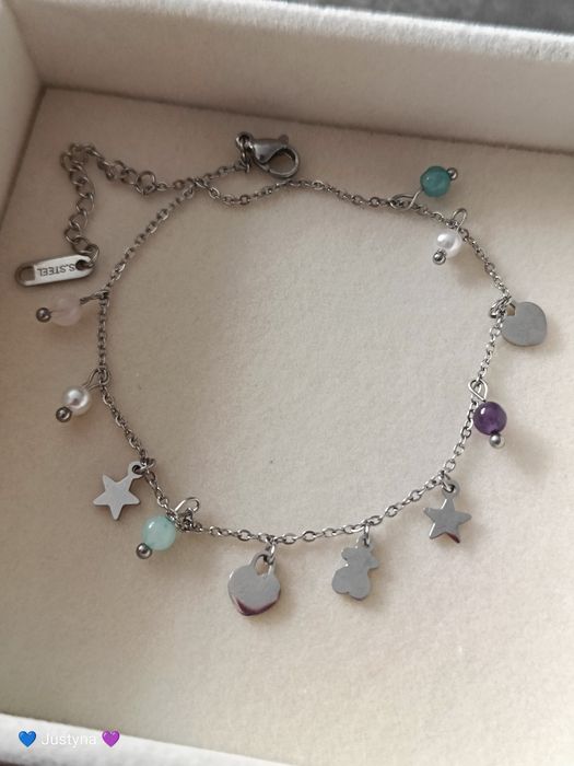 Nowa bransoletka z sercem, gwiazdką i misiem - stal chirurgiczna 316l.