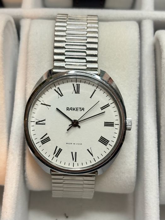 Zegarek Raketa duża linia biała mechaniczny vintage 39 sprawny