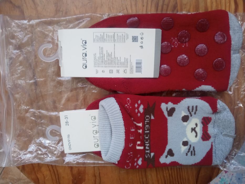 Skarpetko kapcie 28-31 Aura.via ABS stopki frotte grube cieple