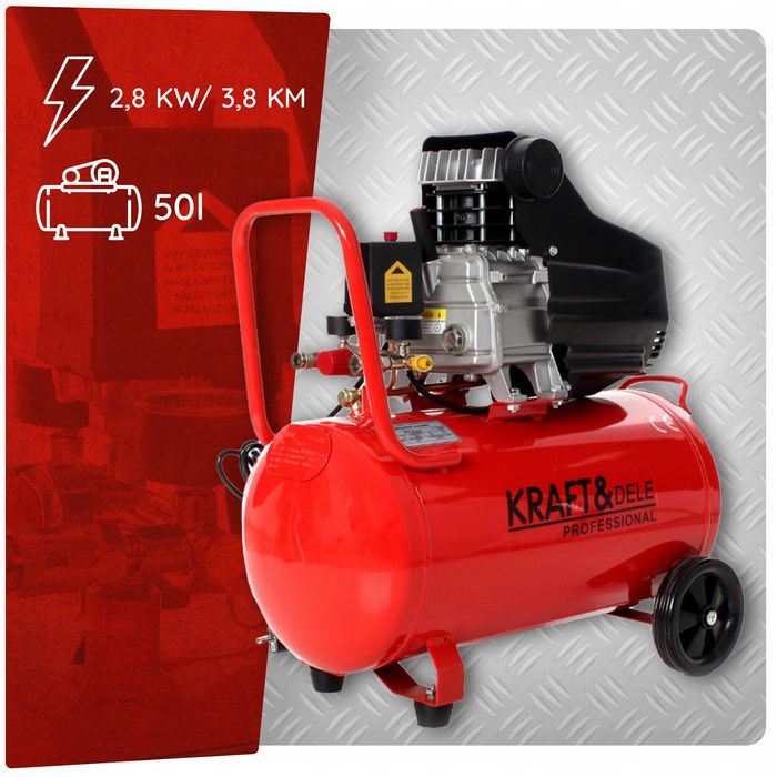 Kompresor olejowy sprężarka powietrza 50l 9 bar tłokowa pompa KD401