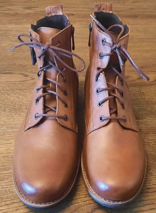 LASOCKI botki brązowe karmelowe na zamek skórzane obcas 3cm NOWE r. 41