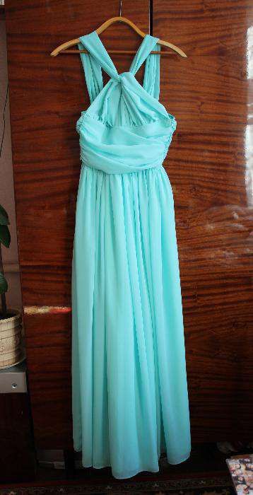 Шифоновое мятное платье Платье для подружки невесты Выпускное платье