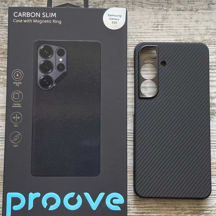 Карбоновый чехол Proove Carbon Slim для Samsung S25, Plus, Ultra