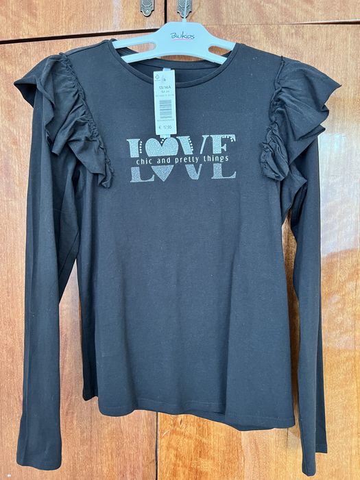 Чорна футболка з довгим рукавом  на 13-14 років