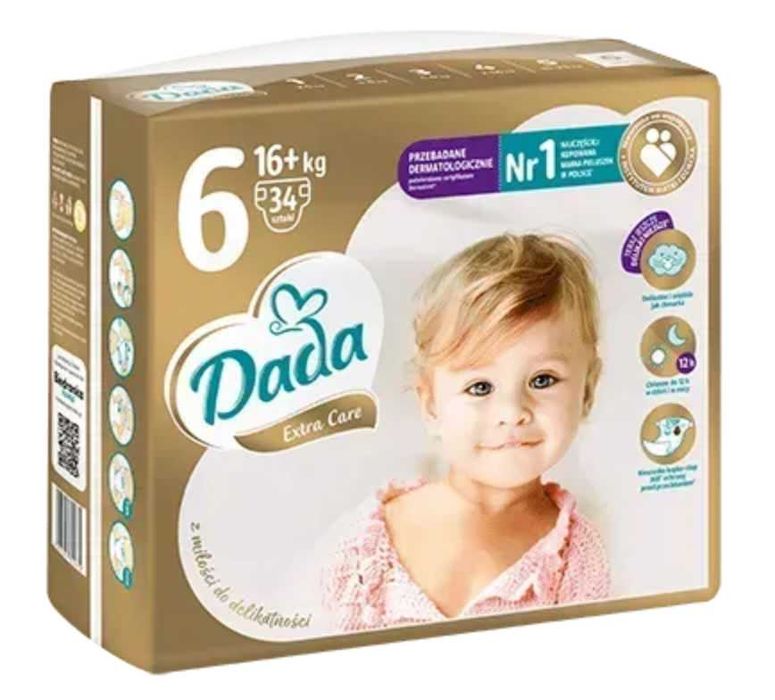 Підгузки Dada Extra Care 6 EXTRA LARGE для дітей вагою від 16+ кг(НОВА УПАКОВКА 34 шт)
