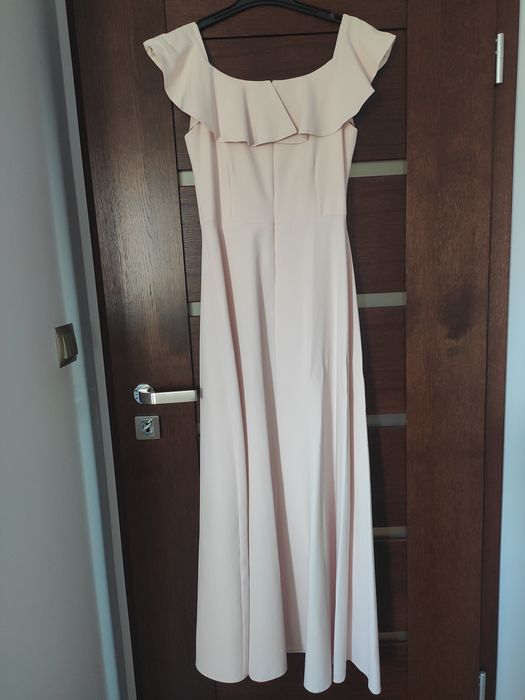 Sukienka hiszpanka długa Vinci Hit M 38 pudrowy róż