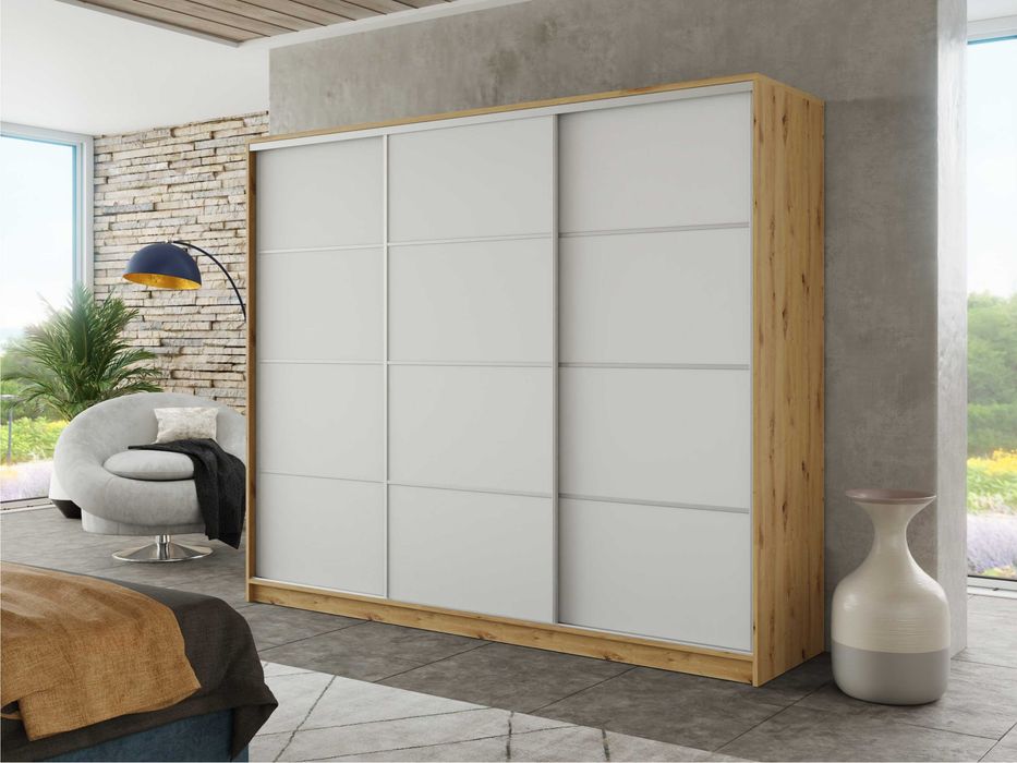 Szafa przesuwna Black  150x205x56 4xszuflady z  lustrem