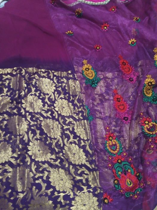 Индийское сари с чоли платок сетка