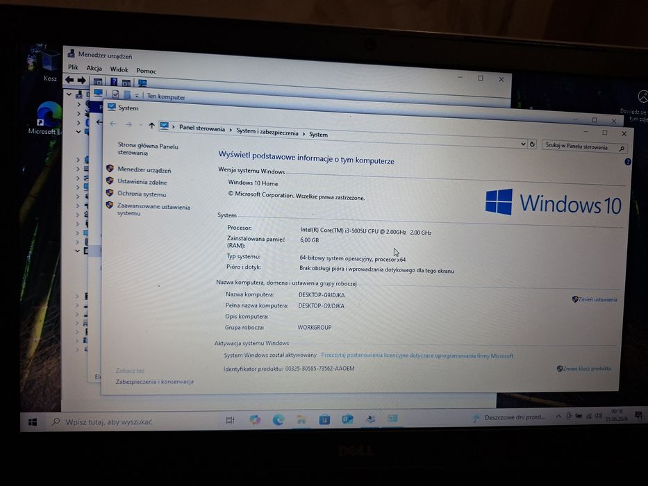 Laptop Dell inspirion 15 5558 / Intel core / Dysk SSD