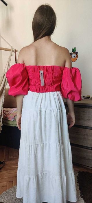 bluzka gorset crop top różowa