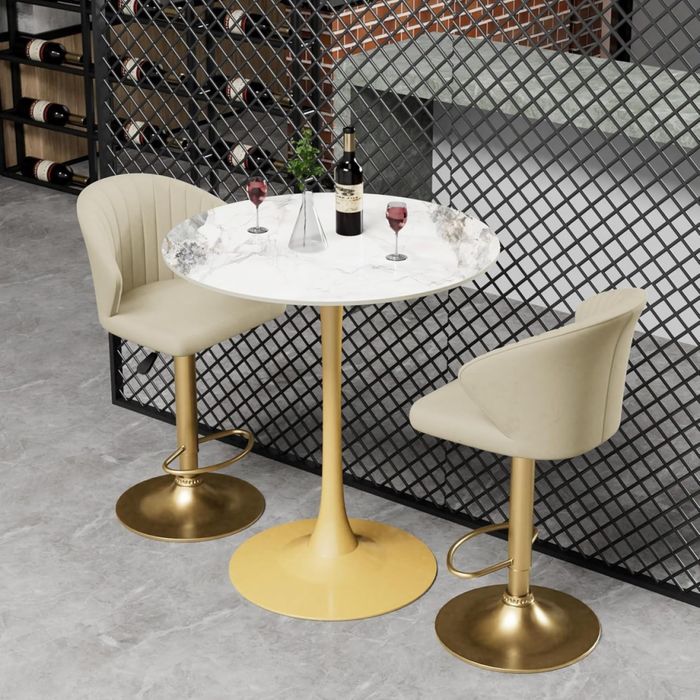 Okrągły stół jadalniany FATIVO – spiek kamienny / MARMUR LOOK