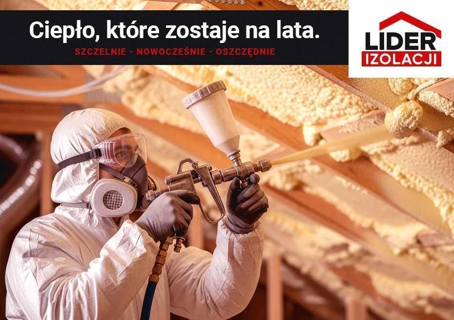 Izolacja natryskowa Piana PUR Ocieplenie poddasza fundamentów celuloza