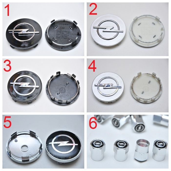 Колпачки/заглушки для дисков Opel 58мм, 60мм и 64мм Silver/black