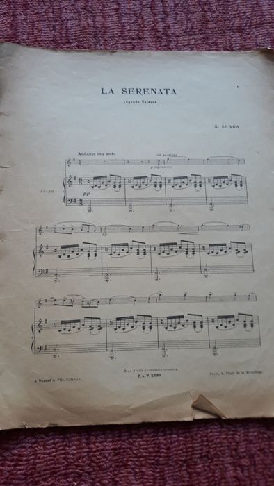 Partitura La Serenata, de Gaetano Braga