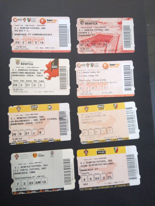 Bilhetes de futebol antigos Benfica
