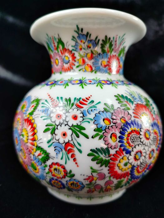 Cepelia Opole ręcznie malowany wazon kwiaty wzór ludowy