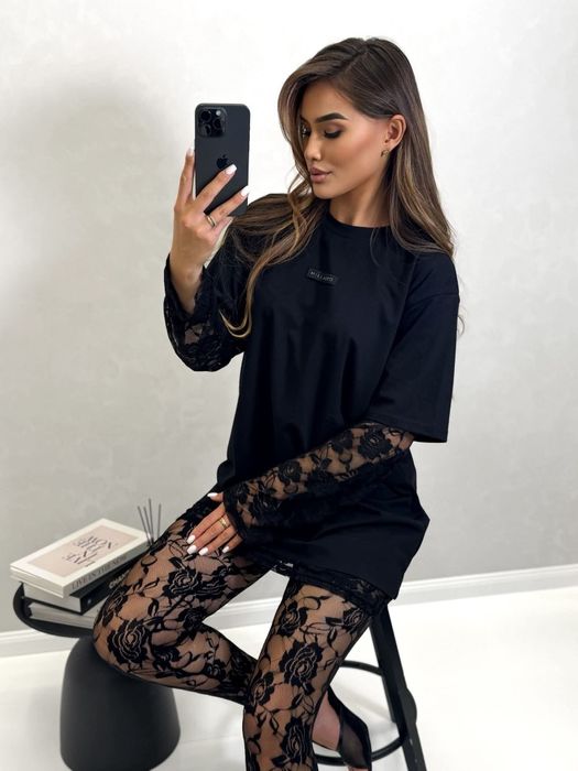 Legginsy koronka na paluszek polska produkcja cudo