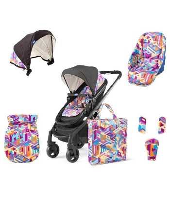 Edição Limitada! Trio Chicco Urban Kate Moross + 2 Bases Auto-Fix (Muito Bom Estado)