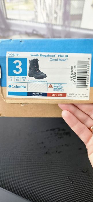 Сапожки сапоги зимние columbia 34р, 21 см