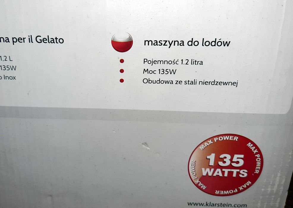 Klarstein maszyna do Lodów z Kompresorem Srebrna 1.2L 135W