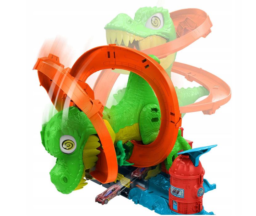 Nowy zestaw Hot Wheels T-REX Blaze Battle I Zakręcony tor (JBM73)