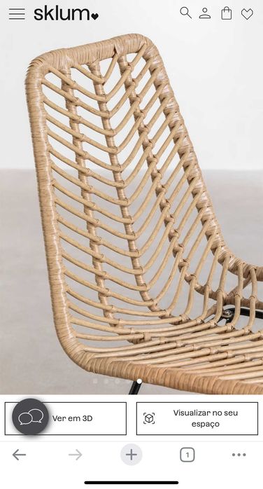 Cadeiras Sklum em rattan sintético. Cor Natural. Pack 2