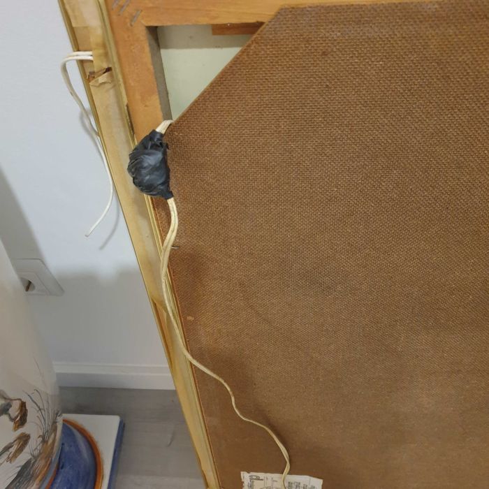 quadro pintado vidro rua eletrificado zona do candeeiro, m bom estado