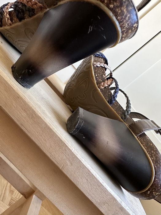 Buty na obcasie super wygodne sandałki letnie z warkoczykami