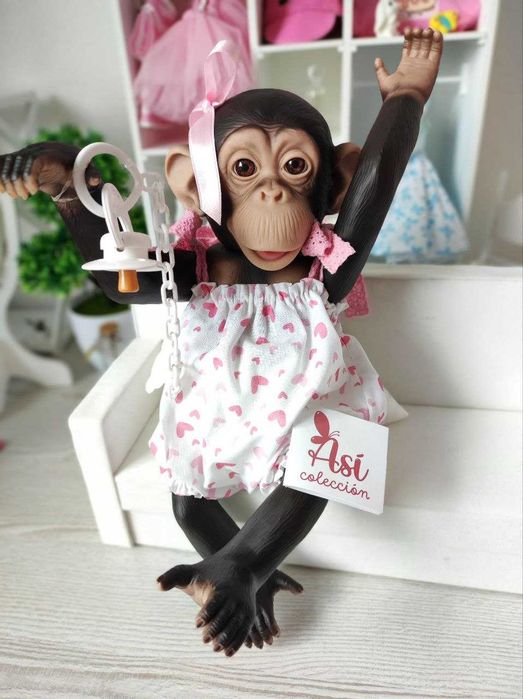 Лялька кукла реборн обезьяна шимпанзе мавпочка Лола Asi, 32 см