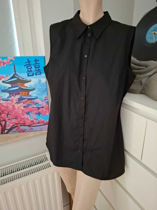 46 XXXL BPC Selection elegancka czarna koszula do pracy biurowa bluzka