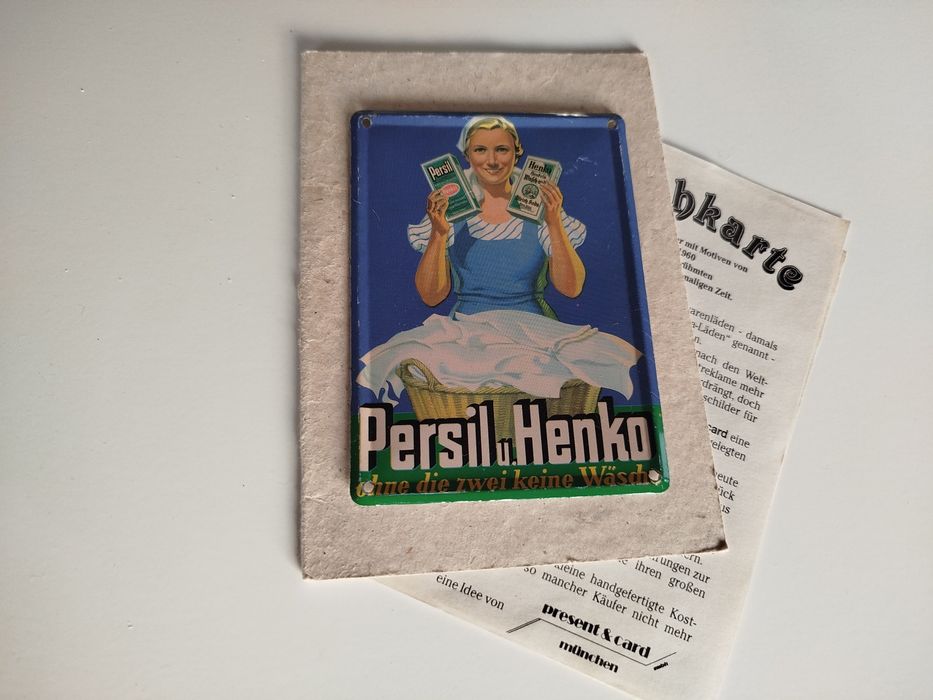 Винтажная металлическая открытка, реклама Persil 1900 годов, Германия