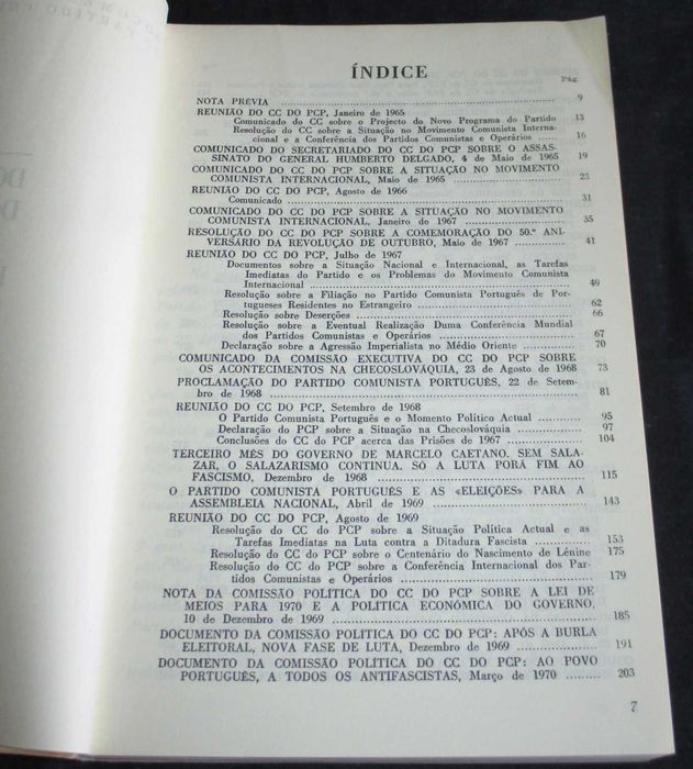 Livro Documentos do Comité Central do P.C.P. 1965-74