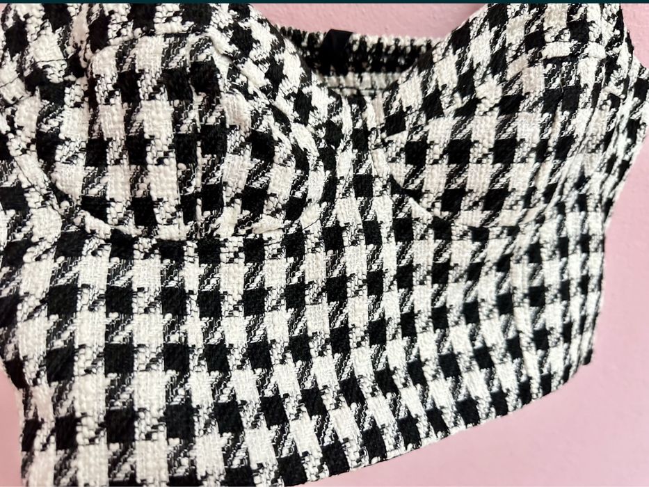 Crop Top quadrados preto & branco L (novo)