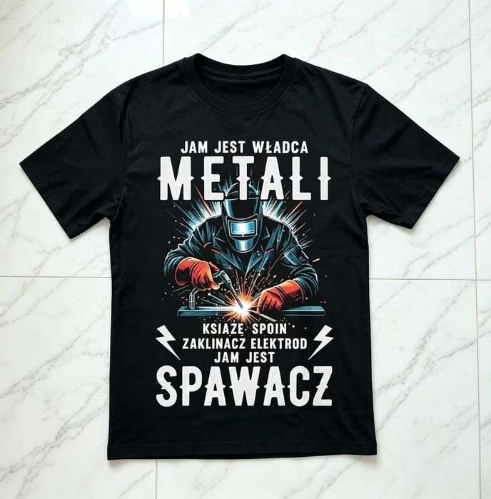 Koszulka dla spawacza Władca metali z grafiką   roz. S-XXL tu L (NOWA)