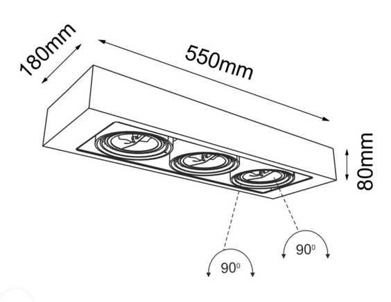 Plafon potrójny Koga – Biały