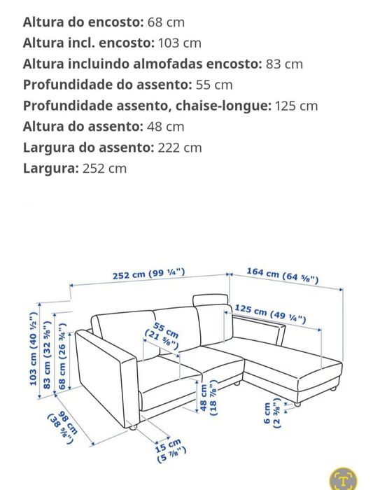 Sofá 3 lugares com chaise long