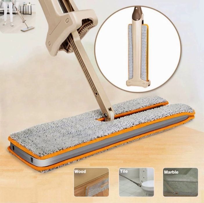 Акция! Двухсторонняя швабра лентяйка с инновационной системой отжима!