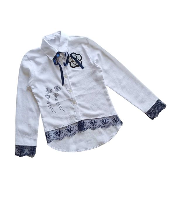 Bluzka białа zapinanа na guziki dla dziewczyn długi rękaw nowa 134-140