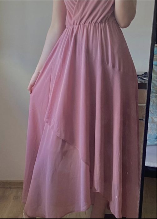 Elegancka sukienka maxi - brudny róż.