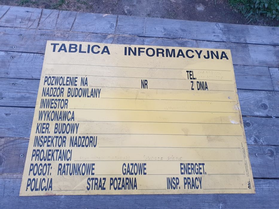Tablica Informacyjna Budowlana 80x60
