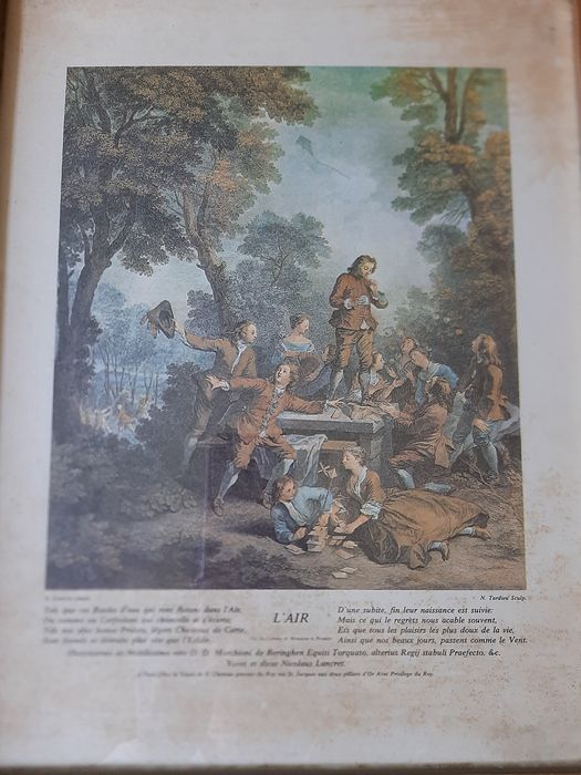 2 Quadros Vintage - Gravuras Francesas de Nicolas Lancret ("L'Air" e "L'Eau")