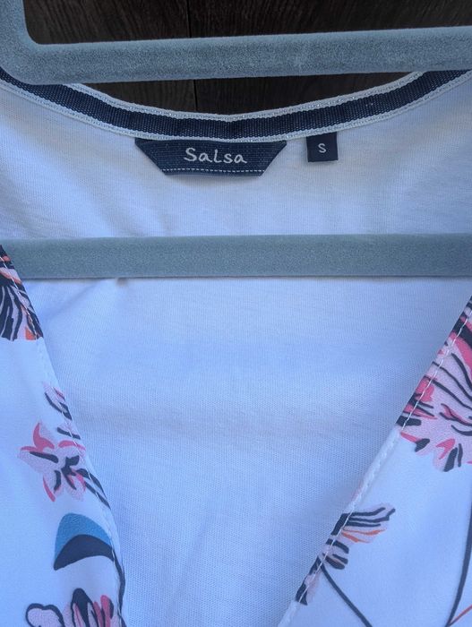 Blusa Floral Cruzada Salsa – Tamanho S (Como Nova)