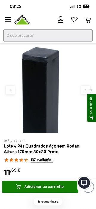 Pés para móveis em Aço sem Rodas (8 unidades)