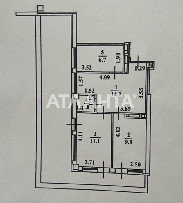 1-комнатная квартира по адресу (площадь 54,2 м²) - Atlanta.ua - фото 18