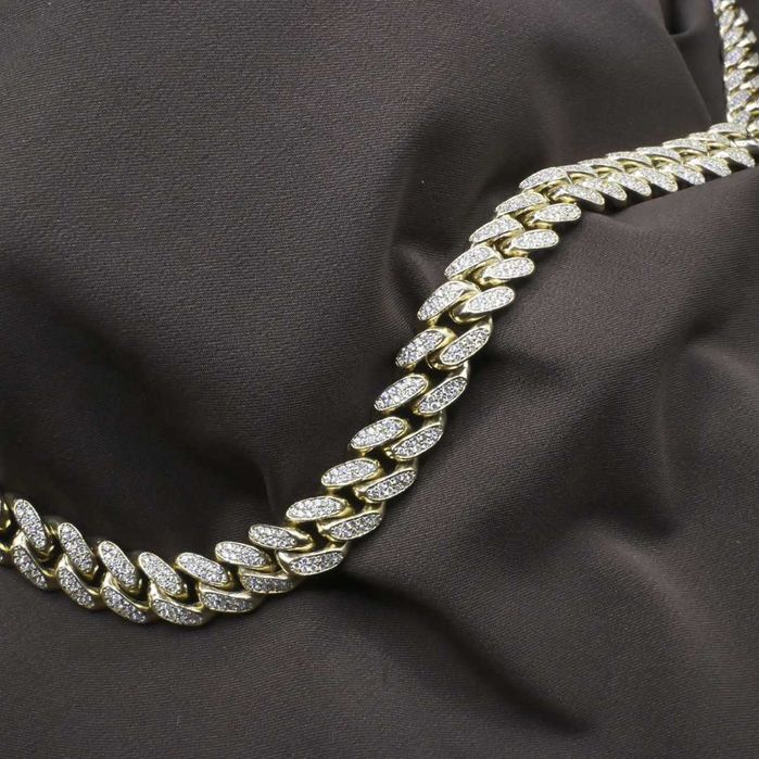 POTĘŻNY Złoty Łańcuch Męski Cuban P.750 200g 10ct Diamenty 2'000szt.