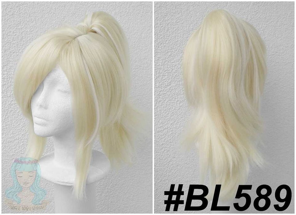 Odette Hazbin Hotel Blond peruka krótka z kitką dopinką doczepem jasna cosplay wig na konwent halloween zabawę karnawał imprezę