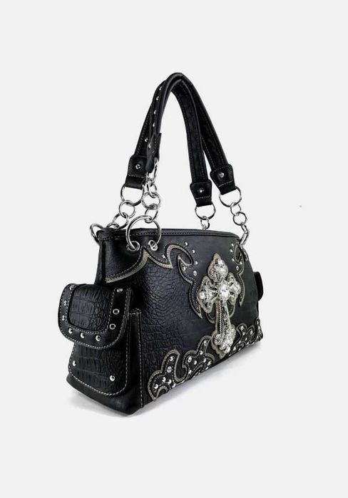 винтажная сумка y2k 2000х двухтысячные кресты готика натуральная кожа